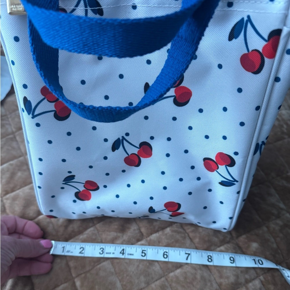 Kate Spade White and Blue Tote Bag with Cherry Print-insulated/mesh pocket too🍒 - Picture 7 of 12